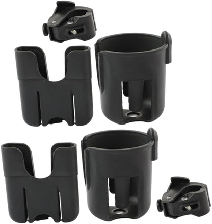 2pcs Stroller Cup Holder with Phone Holder Installation Clamp for Secure Drinks and Phone Storage Versatile Organizer for Pram Walker Wheelchair Mobility Scooter