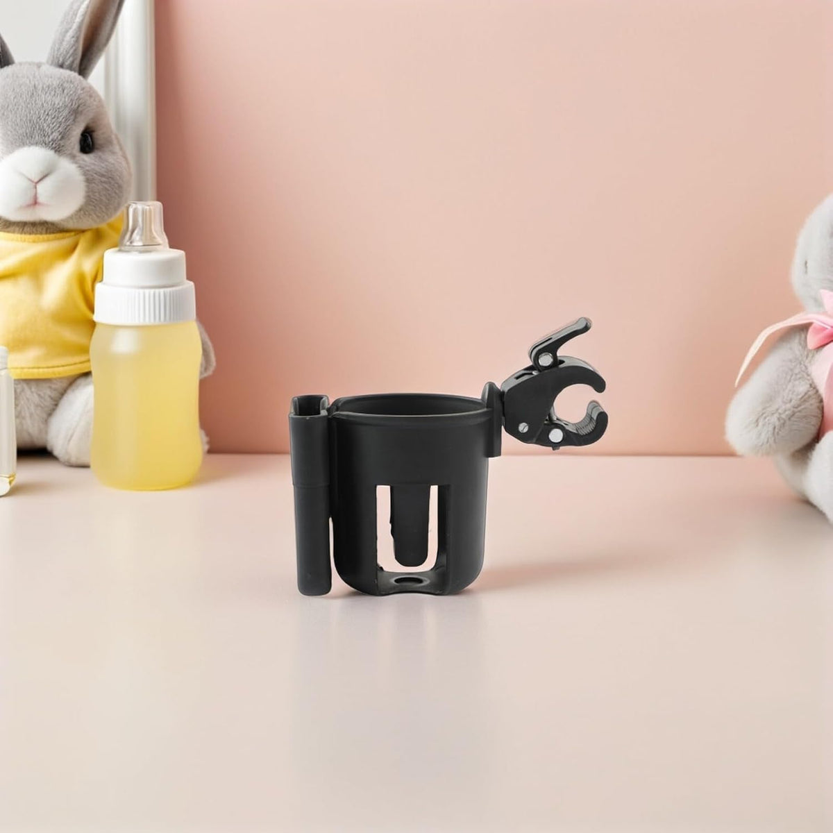 2pcs Stroller Cup Holder with Phone Holder Installation Clamp for Secure Drinks and Phone Storage Versatile Organizer for Pram Walker Wheelchair Mobility Scooter