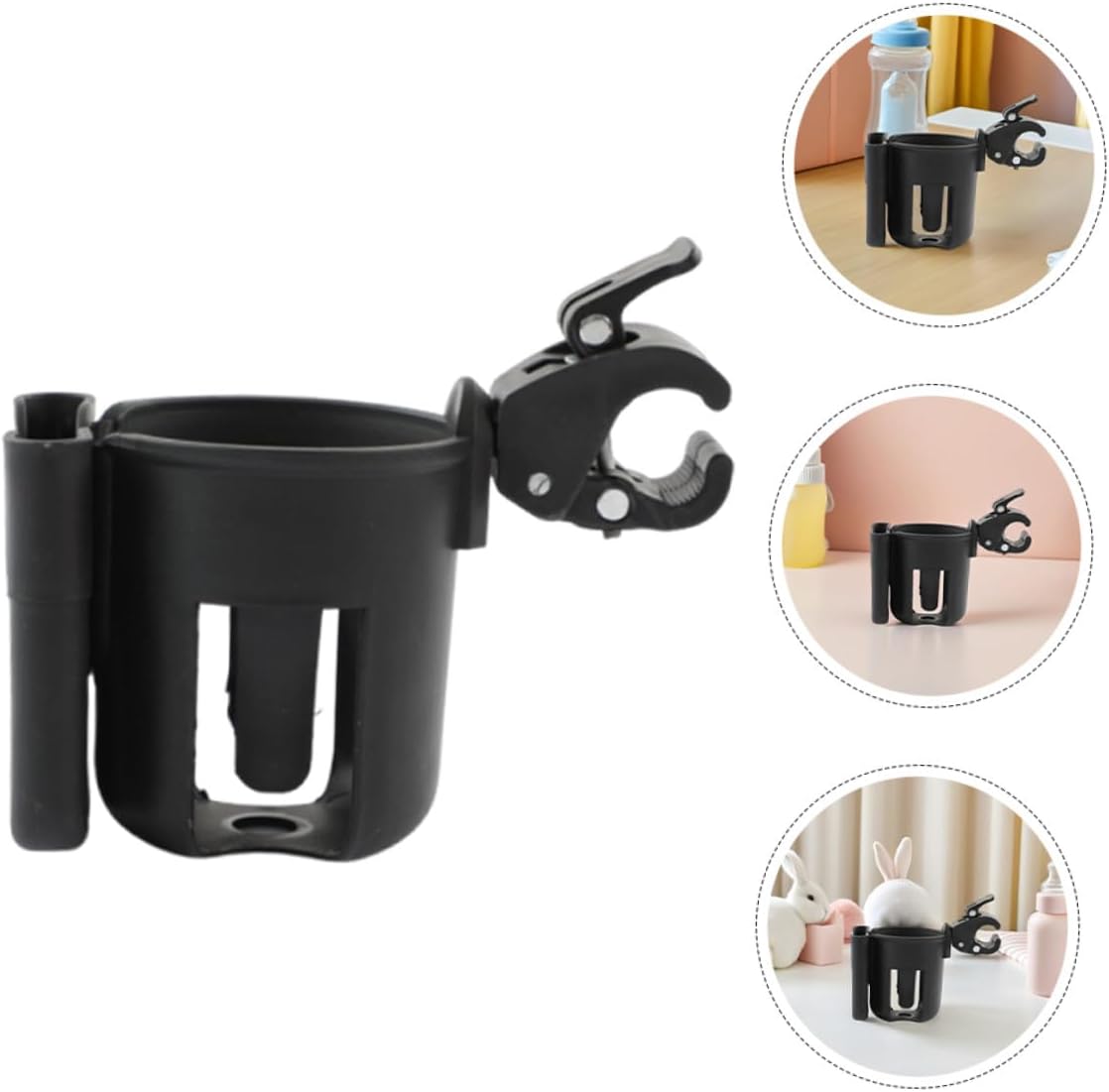 2pcs Stroller Cup Holder with Phone Holder Installation Clamp for Secure Drinks and Phone Storage Versatile Organizer for Pram Walker Wheelchair Mobility Scooter