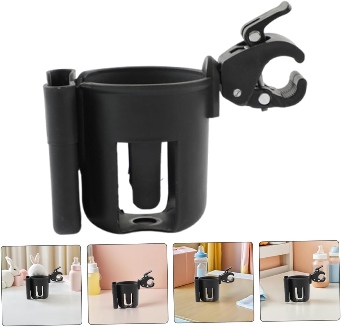 2pcs Stroller Cup Holder with Phone Holder Installation Clamp for Secure Drinks and Phone Storage Versatile Organizer for Pram Walker Wheelchair Mobility Scooter