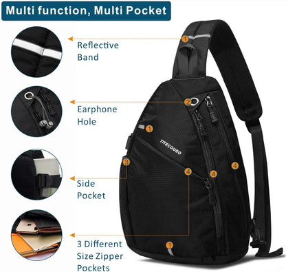 Sling Bag Crossbody Shoulder Outdoor Travel Hiking Backpack for Women & Men