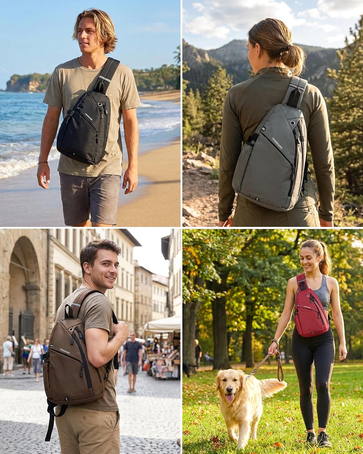 Sling Bag Crossbody Shoulder Outdoor Travel Hiking Backpack for Women & Men