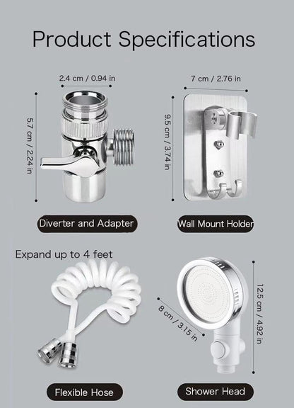 Generic Basin Handheld Shower Set, Sink Hose Faucet Sprayer Attachment, with Stop Water-saving Function For Hair Pet Washing Baby Bath, Update Bathroom Bathtub Utility Kitchen, Chrome + White