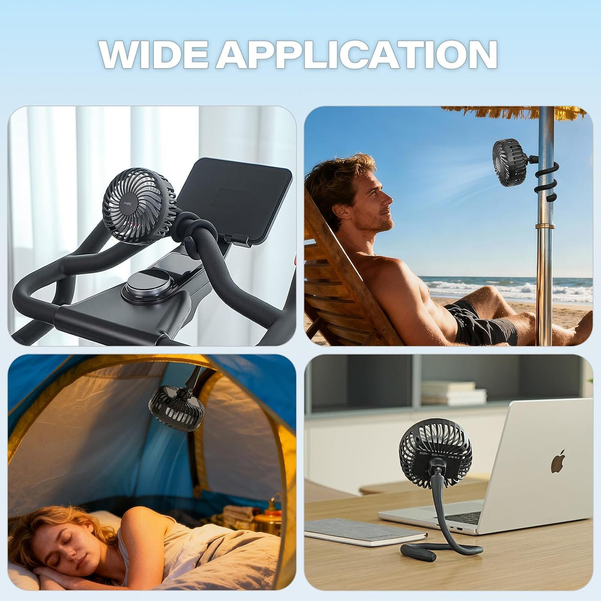A2C Portable Stroller Fan for Outdoor, Rechargeable Baby Carriage Fan