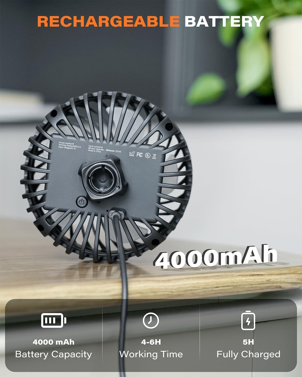 A2C Portable Stroller Fan for Outdoor, Rechargeable Baby Carriage Fan