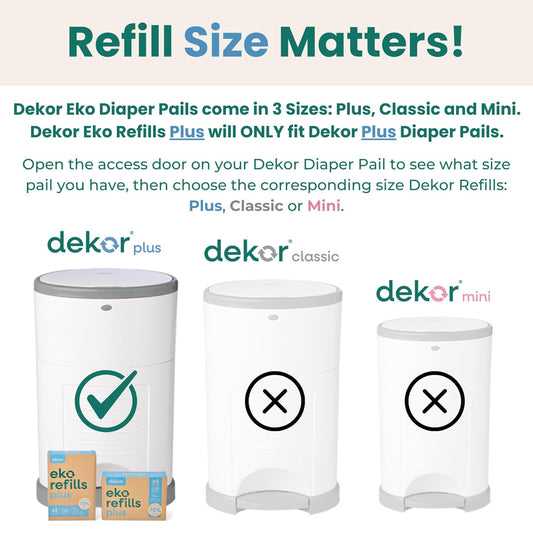 Plus Diaper Pail Refills | 4 Count | Most Economical Refill System | Quick & Easy to Replace | No Preset Bag Size Use Only What You Need | Exclusive End-of-Liner Marking