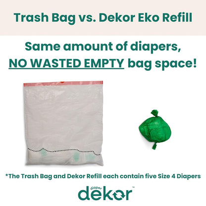 Plus Diaper Pail Refills | 4 Count | Most Economical Refill System | Quick & Easy to Replace | No Preset Bag Size Use Only What You Need | Exclusive End-of-Liner Marking