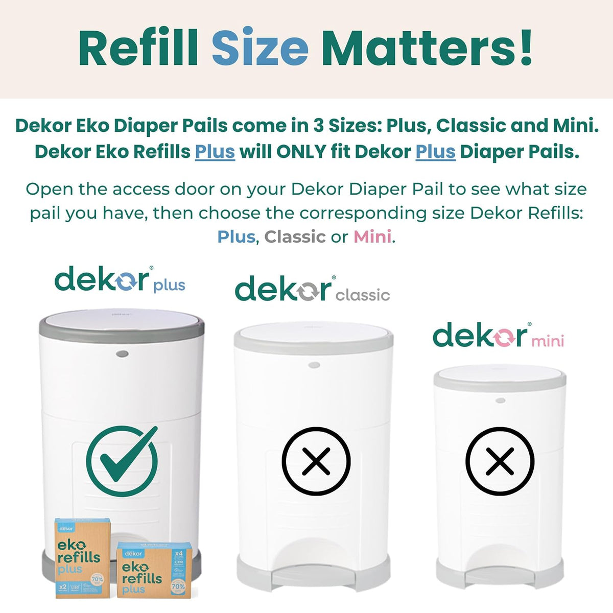 Plus Diaper Pail Refills | 4 Count | Most Economical Refill System | Quick & Easy to Replace | No Preset Bag Size Use Only What You Need | Exclusive End-of-Liner Marking