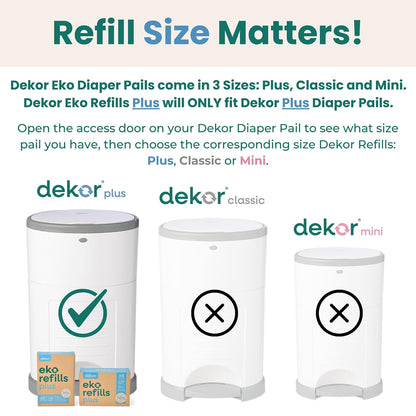 Plus Diaper Pail Refills | 4 Count | Most Economical Refill System | Quick & Easy to Replace | No Preset Bag Size Use Only What You Need | Exclusive End-of-Liner Marking
