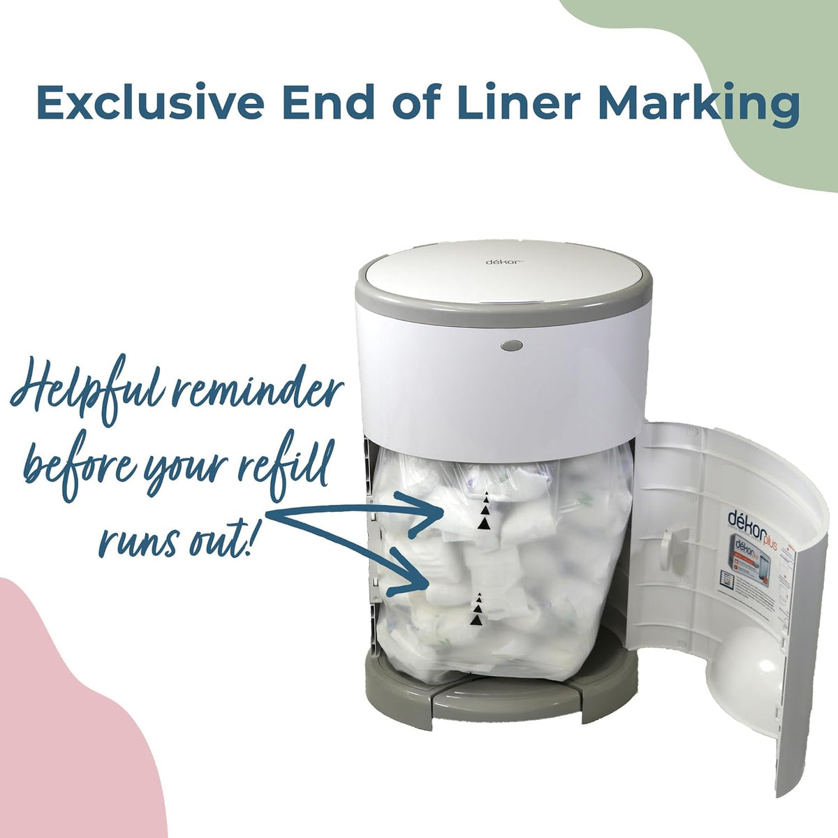 Plus Diaper Pail Refills | 4 Count | Most Economical Refill System | Quick & Easy to Replace | No Preset Bag Size Use Only What You Need | Exclusive End-of-Liner Marking
