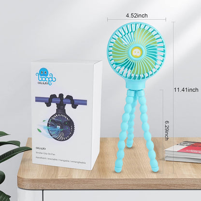 Portable Stroller Fan Rechargeable Clip-On Fan Personal USB Desk Fans