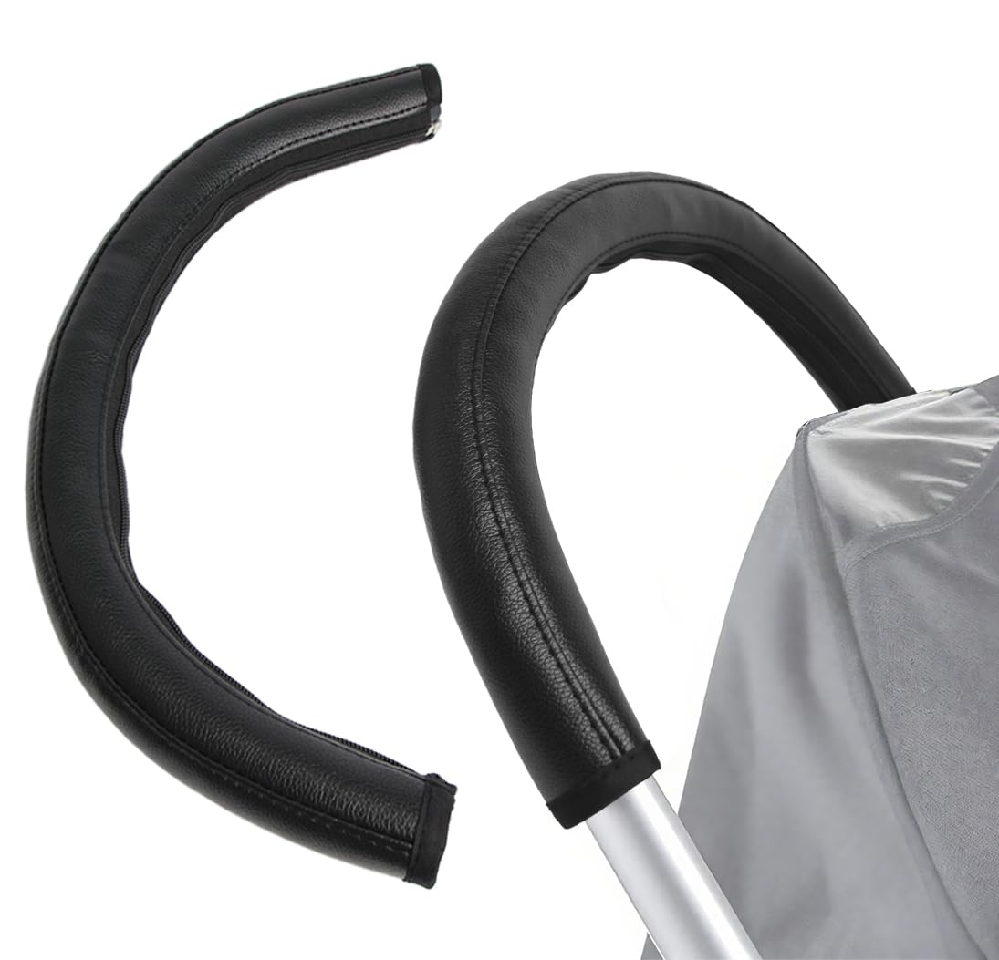 Baby Stroller Armrest Handle Sleeve Cover Universal Handle Cover Artificial Leather Black