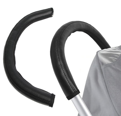 Baby Stroller Armrest Handle Sleeve Cover Universal Handle Cover Artificial Leather Black