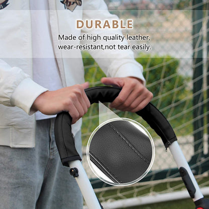 Baby Stroller Armrest Handle Sleeve Cover Universal Handle Cover Artificial Leather Black