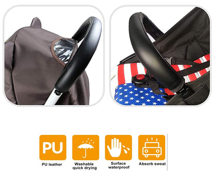 Baby Stroller Armrest Handle Sleeve Cover Universal Handle Cover Artificial Leather Black