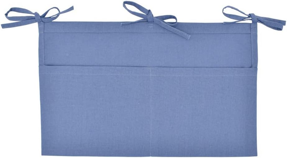 Linen Baby Bedside Hanging Storage Bag,2 Pockets Organizer for Baby Cribs and Toys (Light Pink)