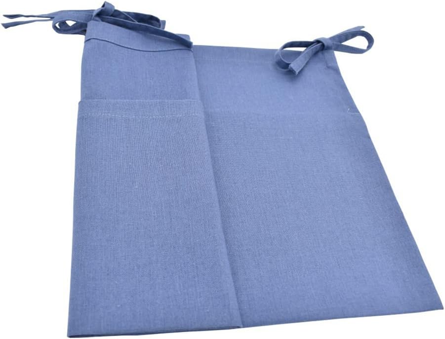 Linen Baby Bedside Hanging Storage Bag,2 Pockets Organizer for Baby Cribs and Toys (Light Pink)
