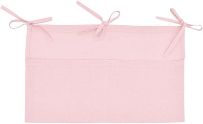 Linen Baby Bedside Hanging Storage Bag,2 Pockets Organizer for Baby Cribs and Toys (Light Pink)