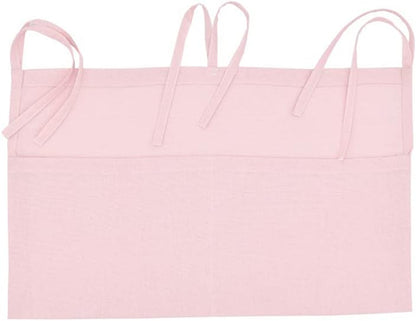 Linen Baby Bedside Hanging Storage Bag,2 Pockets Organizer for Baby Cribs and Toys (Light Pink)