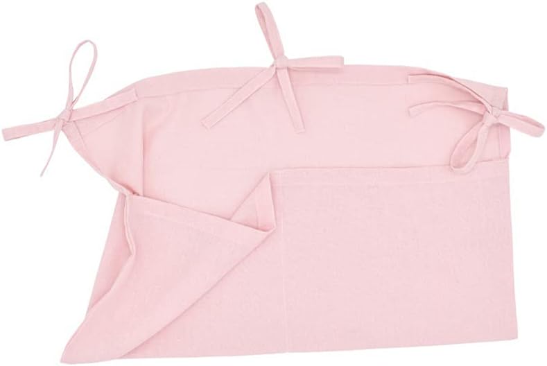 Linen Baby Bedside Hanging Storage Bag,2 Pockets Organizer for Baby Cribs and Toys (Light Pink)