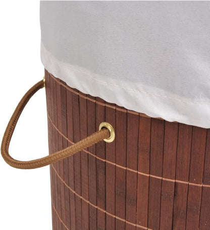 Bamboo Laundry Hamper with Removable Liner, Rectangular Foldable Clothes Storage Bin with Handles, Organization Basket for Bedroom, Bathroom, Nursery, Brown