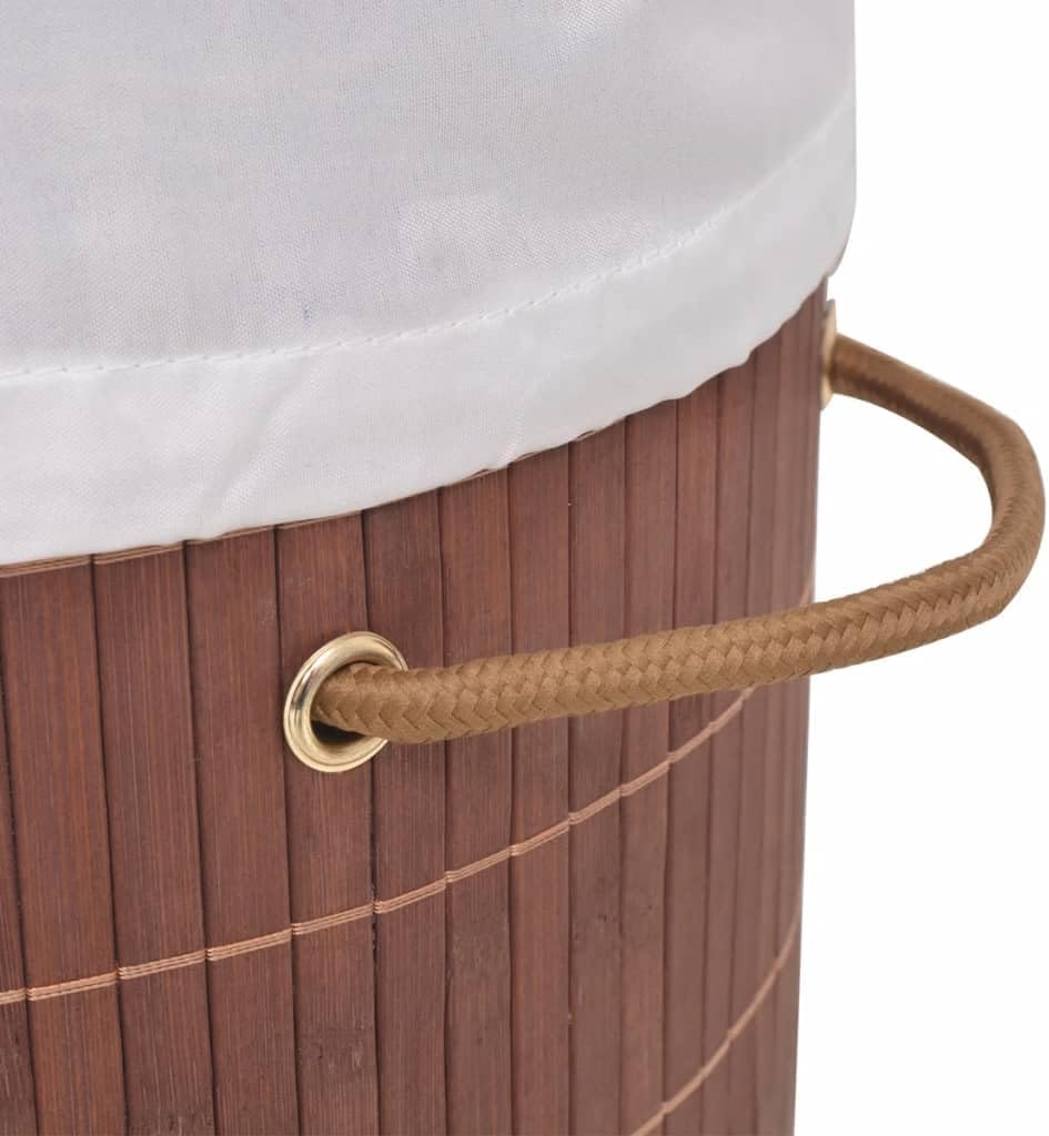 Bamboo Laundry Hamper with Removable Liner, Rectangular Foldable Clothes Storage Bin with Handles, Organization Basket for Bedroom, Bathroom, Nursery, Brown