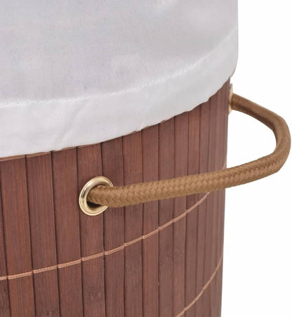 Bamboo Laundry Hamper with Removable Liner, Rectangular Foldable Clothes Storage Bin with Handles, Organization Basket for Bedroom, Bathroom, Nursery, Brown