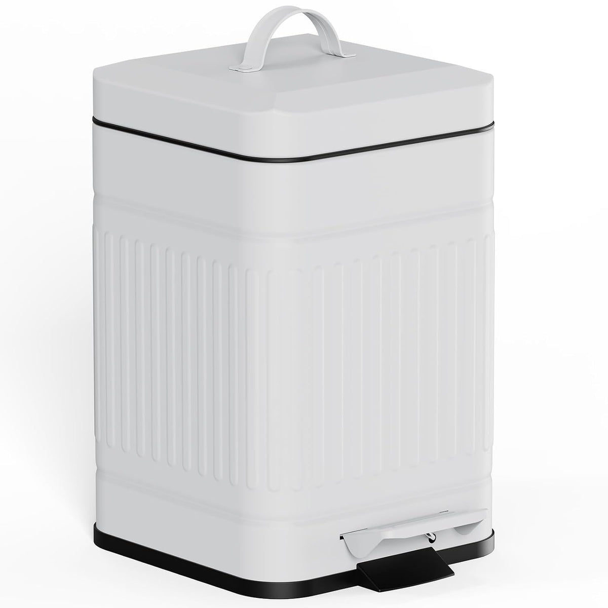 CEROELDA Small Trash Can with Lid-5L/1.3 Gal,Stainless Steel Outdoor Dog Poop Garbage Can-Farmhouse Retro Metal Waste Bin w/Step Pedal for Bathroom Bedroom Office-Soft Close-Black