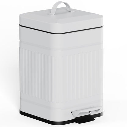 CEROELDA Small Trash Can with Lid-5L/1.3 Gal,Stainless Steel Outdoor Dog Poop Garbage Can-Farmhouse Retro Metal Waste Bin w/Step Pedal for Bathroom Bedroom Office-Soft Close-Black