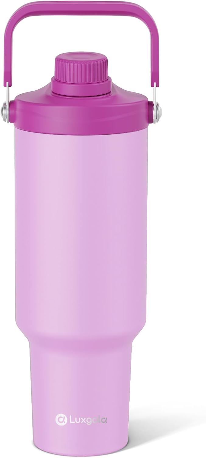 40oz Tumbler with Handle, Insulated Water Bottle with Spout Lid | Double Wall Vacuum Stainless Steel Cup, Coffee Travel Mug for Home, Office, Camping, Cold/Hot Drinks, BPA Free- Brown