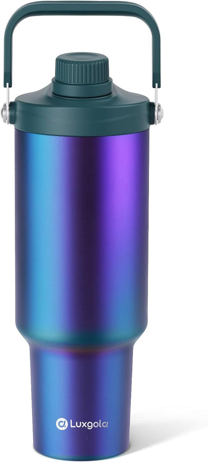 40oz Tumbler with Handle, Insulated Water Bottle with Spout Lid | Double Wall Vacuum Stainless Steel Cup, Coffee Travel Mug for Home, Office, Camping, Cold/Hot Drinks, BPA Free- Brown