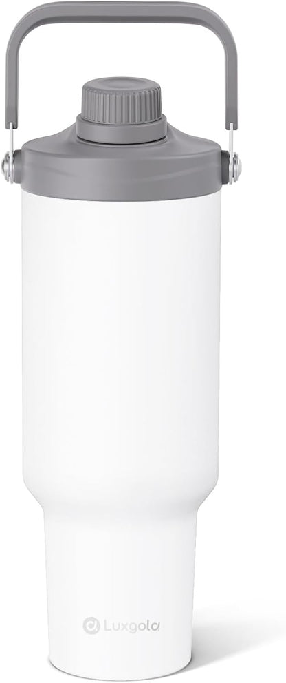 40oz Tumbler with Handle, Insulated Water Bottle with Spout Lid | Double Wall Vacuum Stainless Steel Cup, Coffee Travel Mug for Home, Office, Camping, Cold/Hot Drinks, BPA Free- Brown