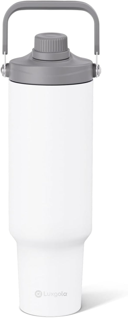 40oz Tumbler with Handle, Insulated Water Bottle with Spout Lid | Double Wall Vacuum Stainless Steel Cup, Coffee Travel Mug for Home, Office, Camping, Cold/Hot Drinks, BPA Free- Brown