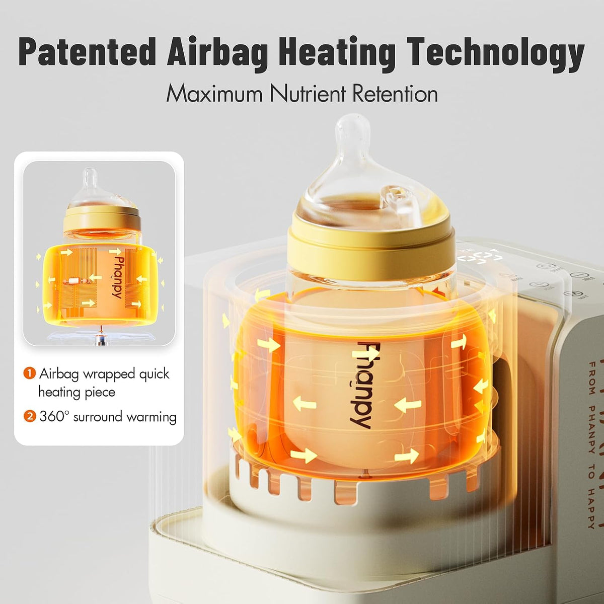 SmartSwirl Waterless Bottle Warmer - Patented Airbag Heating for Nutrient Protection, Off-Center & Smart Dual-Direction Mixing for Clump-Free Formula, Fits All Bottles, Quiet & Safe