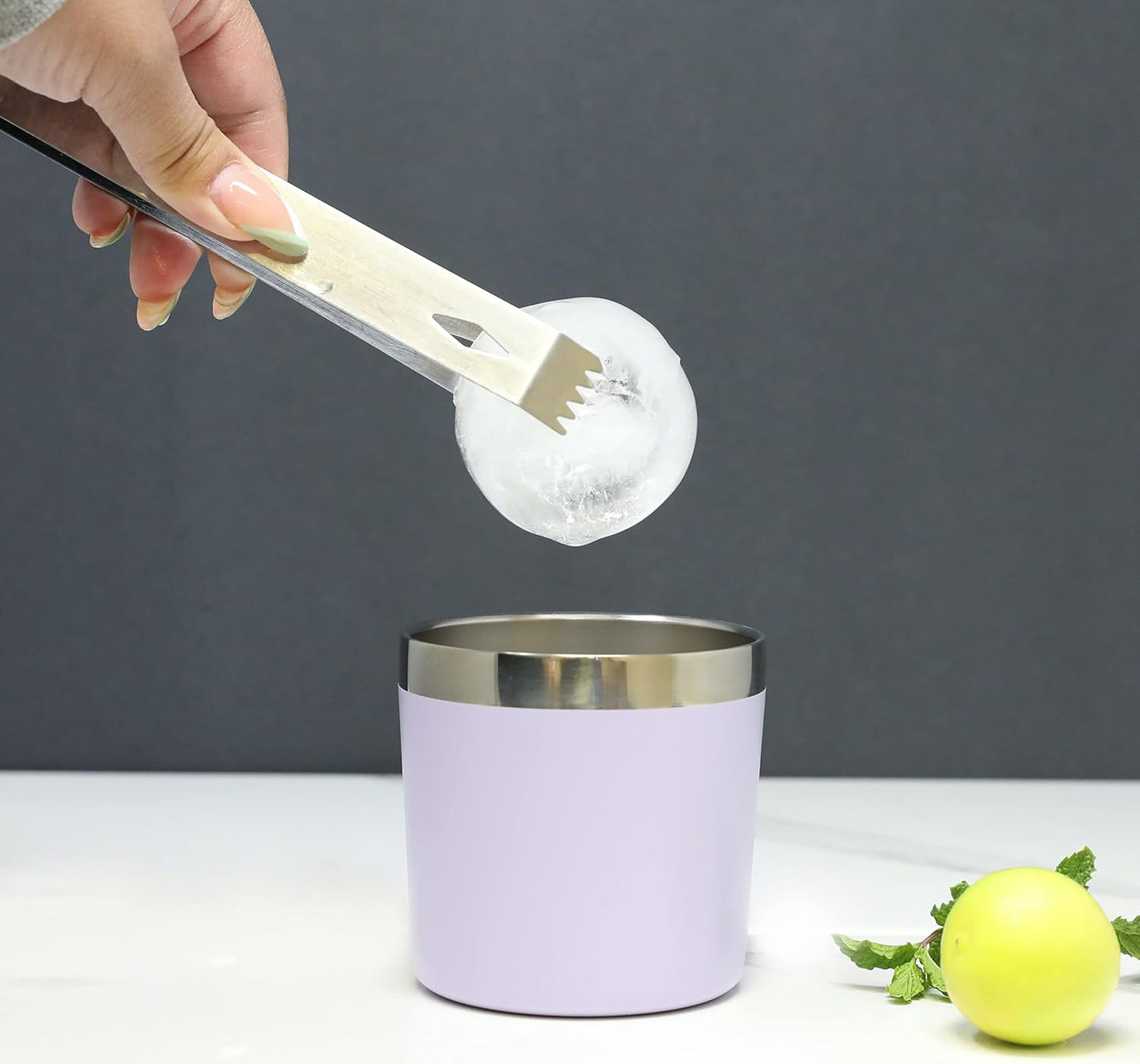 Insulated Lowball Cup, 9 oz Double Walled Stainless Steel Tumbler for Whiskey, Cocktails, Hot & Cold Liquids, Lavender Violet