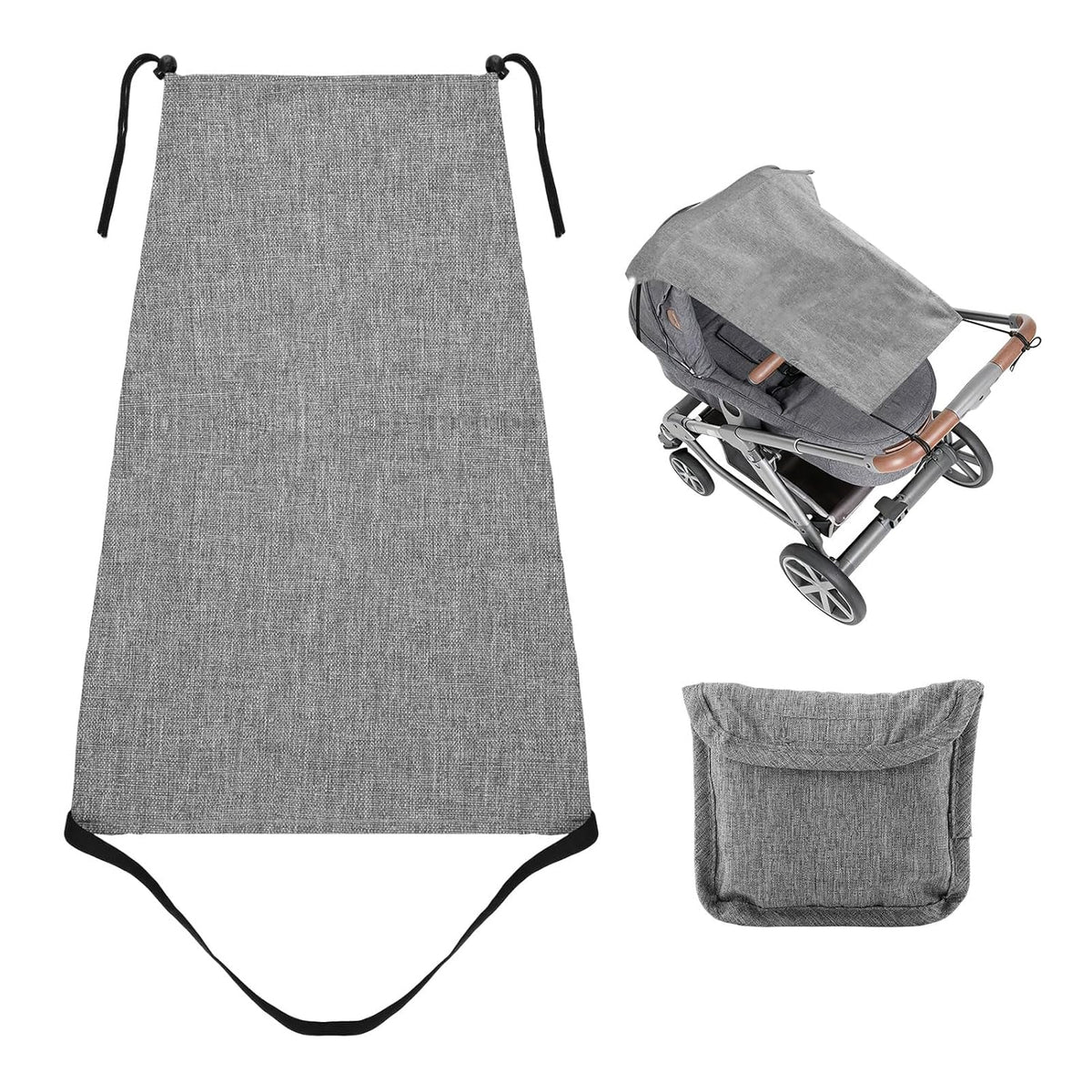 Stroller Sun Shade Baby Stroller Sun Cover,Universal Pram Sunshade for Pushchair, Buggy and Carrycot, Sun Stroller with UV Protection 50+, Sun Shade Blackout Blind Black, Grey 50x30x67cm