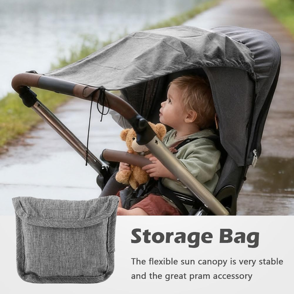 Stroller Sun Shade Baby Stroller Sun Cover,Universal Pram Sunshade for Pushchair, Buggy and Carrycot, Sun Stroller with UV Protection 50+, Sun Shade Blackout Blind Black, Grey 50x30x67cm
