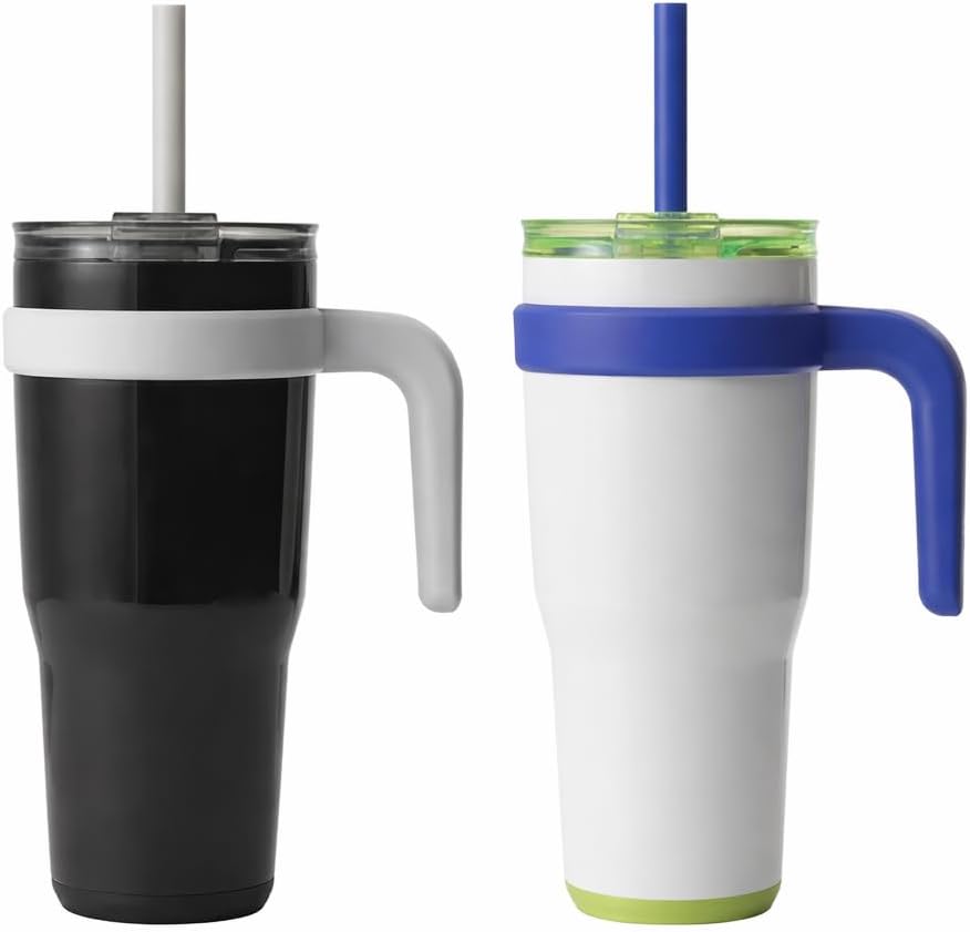 24 oz. Cold1 Tumbler, 2-Pack (Sharp pink and Teal) | Vacuum insulated, 3-in-1 lid, reusable straws, sweat-proof, cupholder fit, hydration tracker, gift-ready