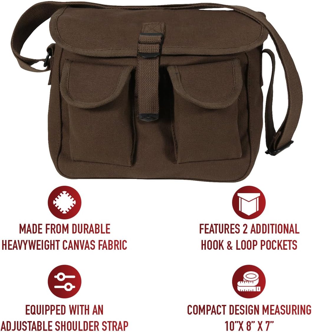 Canvas Shoulder Bag – Rugged Vintage Crossbody Storage Utility EDC Bag