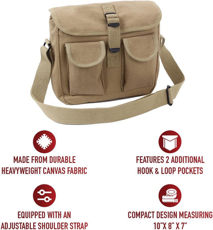 Canvas Shoulder Bag – Rugged Vintage Crossbody Storage Utility EDC Bag