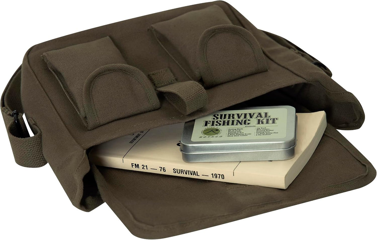 Canvas Shoulder Bag – Rugged Vintage Crossbody Storage Utility EDC Bag