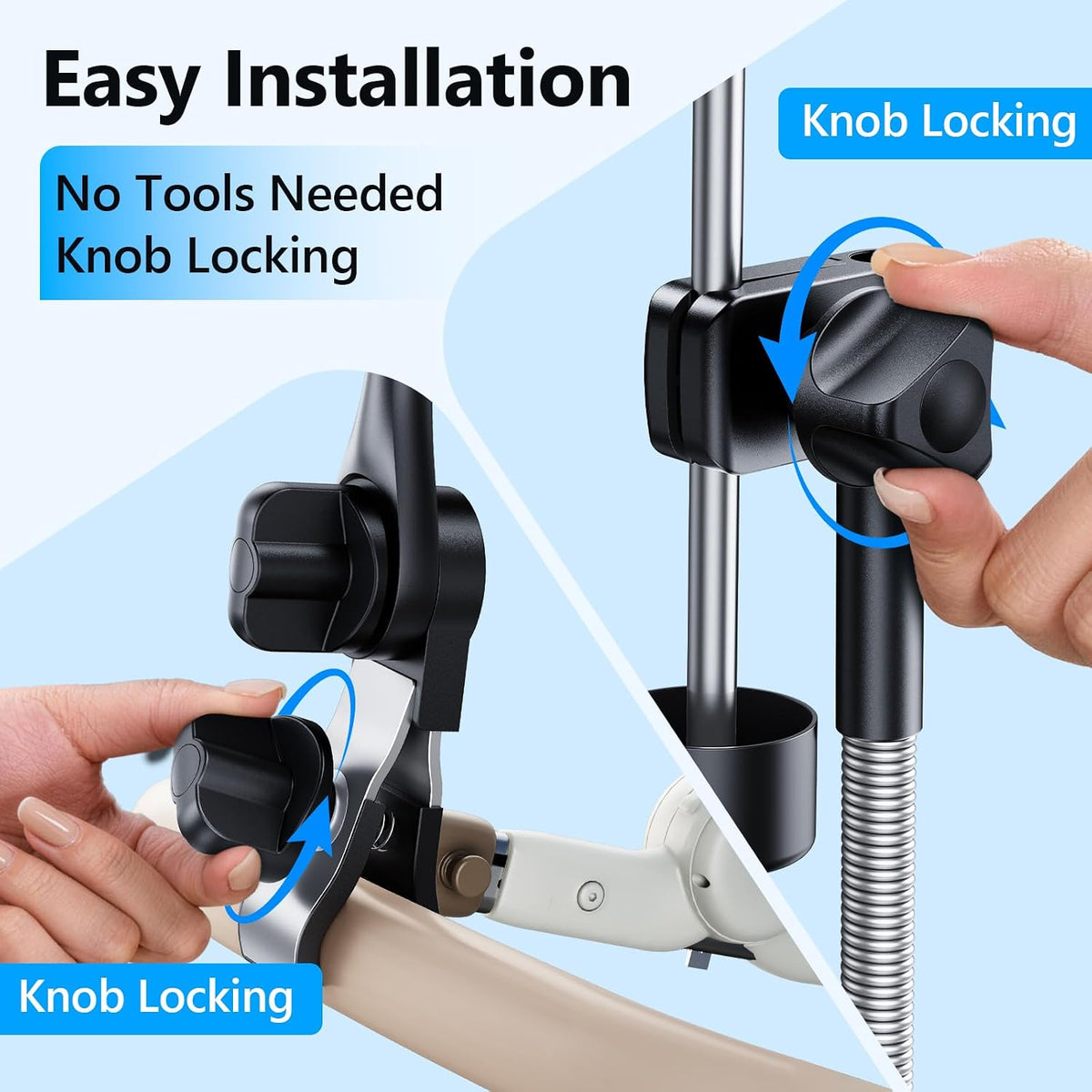 Umbrella Holder for Stroller Chair | 360° Adjustable Clamp Mount - Balck