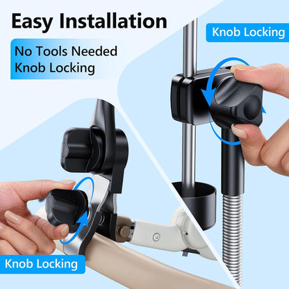 Umbrella Holder for Stroller Chair | 360° Adjustable Clamp Mount - Balck