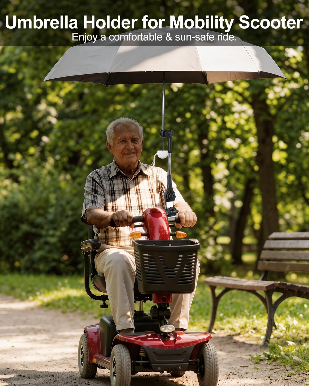 Umbrella Holder for Stroller Chair | 360° Adjustable Clamp Mount - Balck