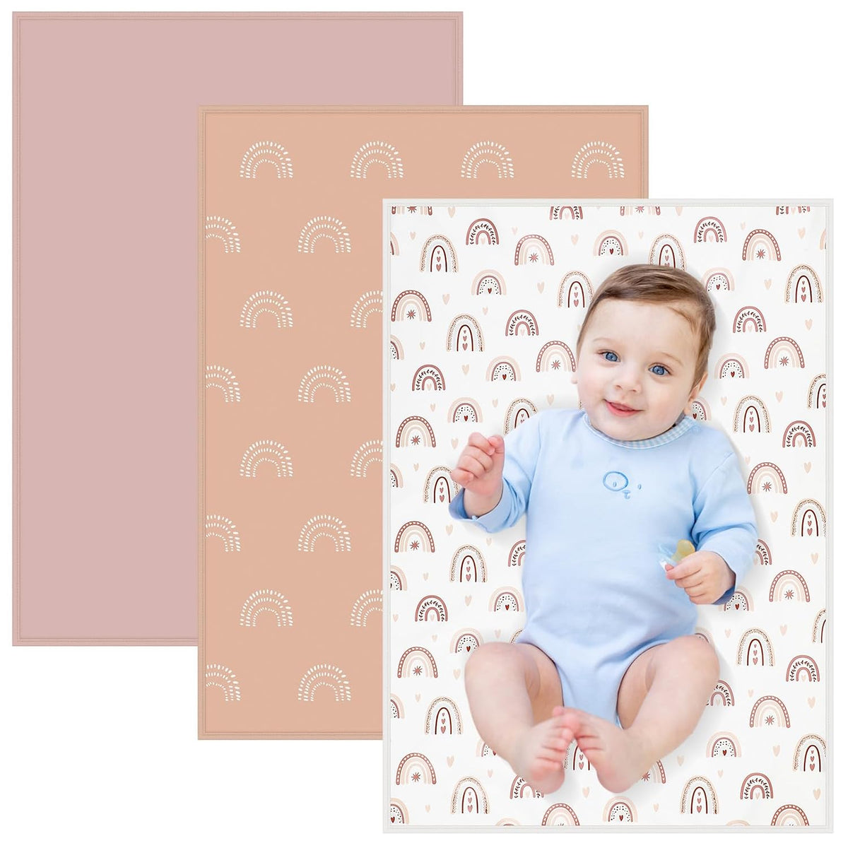 3 Pcs PU Baby Diaper Changing Pad Liner 20 x 28 Inch Foldable Portable Waterproof Changing Pads Mat for Toddler Baby Newborns Travel Seating Lie Bed Gifts Supplies
