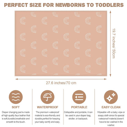 3 Pcs PU Baby Diaper Changing Pad Liner 20 x 28 Inch Foldable Portable Waterproof Changing Pads Mat for Toddler Baby Newborns Travel Seating Lie Bed Gifts Supplies