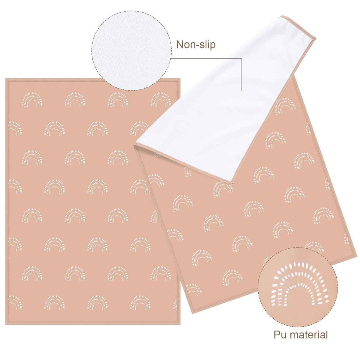 3 Pcs PU Baby Diaper Changing Pad Liner 20 x 28 Inch Foldable Portable Waterproof Changing Pads Mat for Toddler Baby Newborns Travel Seating Lie Bed Gifts Supplies
