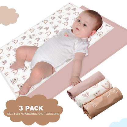 3 Pcs PU Baby Diaper Changing Pad Liner 20 x 28 Inch Foldable Portable Waterproof Changing Pads Mat for Toddler Baby Newborns Travel Seating Lie Bed Gifts Supplies