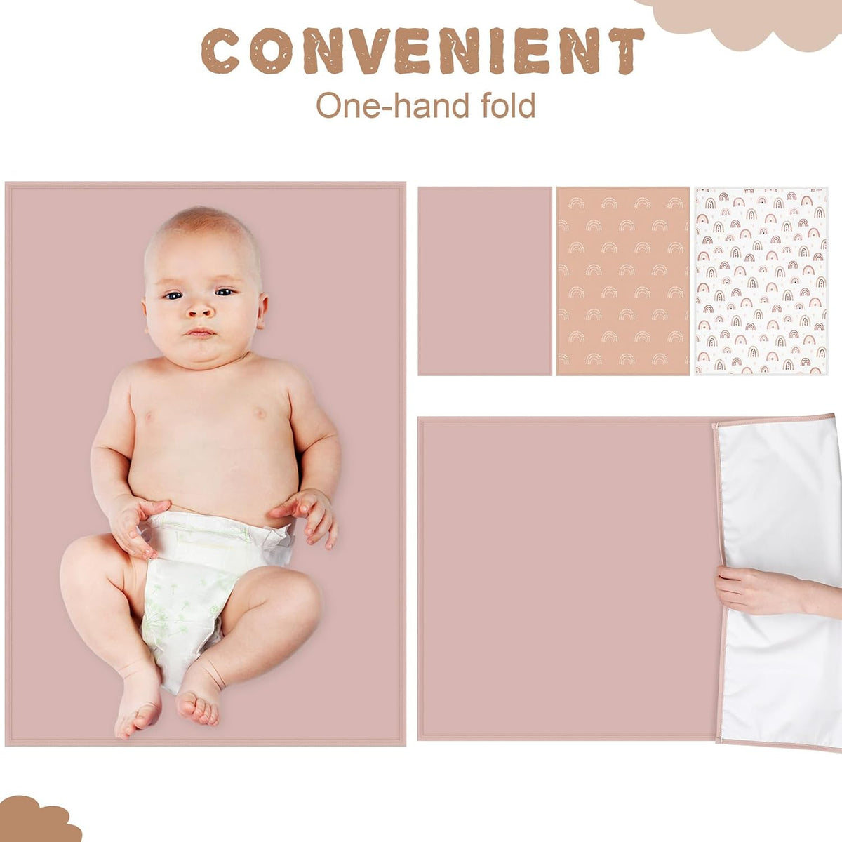 3 Pcs PU Baby Diaper Changing Pad Liner 20 x 28 Inch Foldable Portable Waterproof Changing Pads Mat for Toddler Baby Newborns Travel Seating Lie Bed Gifts Supplies
