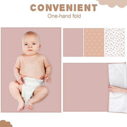 3 Pcs PU Baby Diaper Changing Pad Liner 20 x 28 Inch Foldable Portable Waterproof Changing Pads Mat for Toddler Baby Newborns Travel Seating Lie Bed Gifts Supplies
